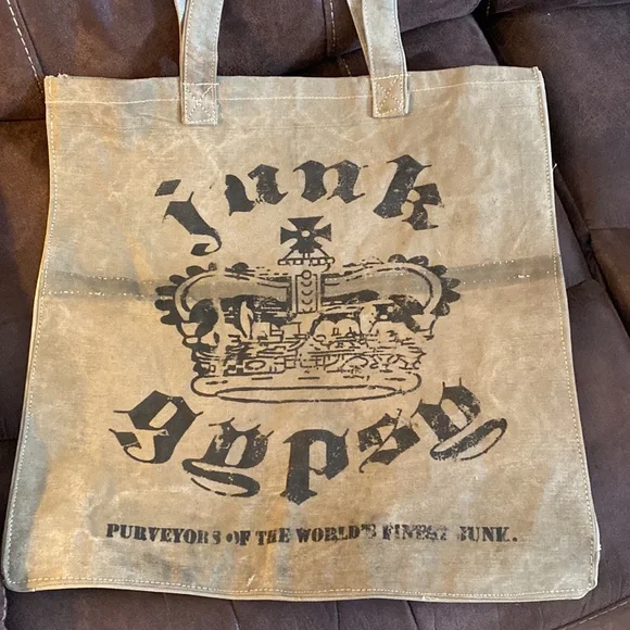 Boho Recycled Tent Market Tote Bag in Dark Green New With Tags - Picture 5 of 13